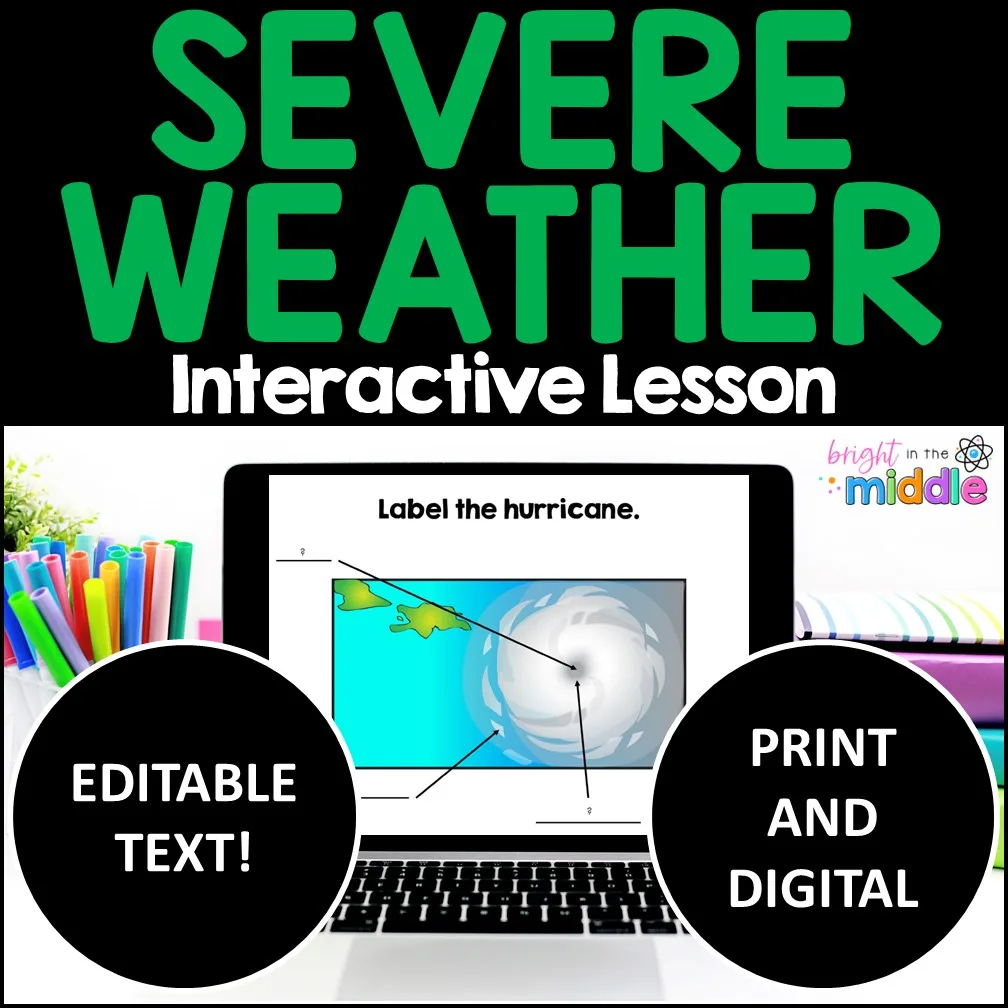 Severe Types of Weather Lesson: Thunderstorms, Hurricanes, Tornadoes, and Winter Storms