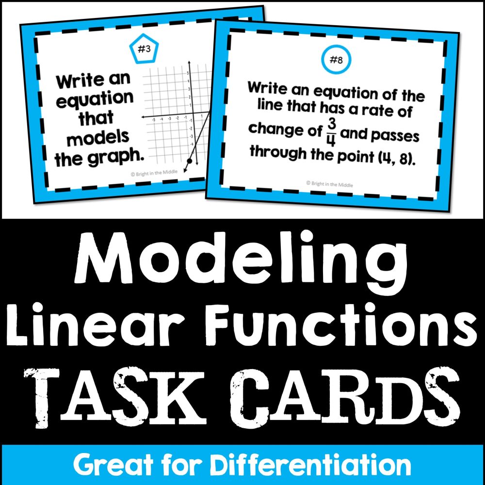 Identifying Linear Functions Task Cards: 8.F.3 - Bright in the Middle