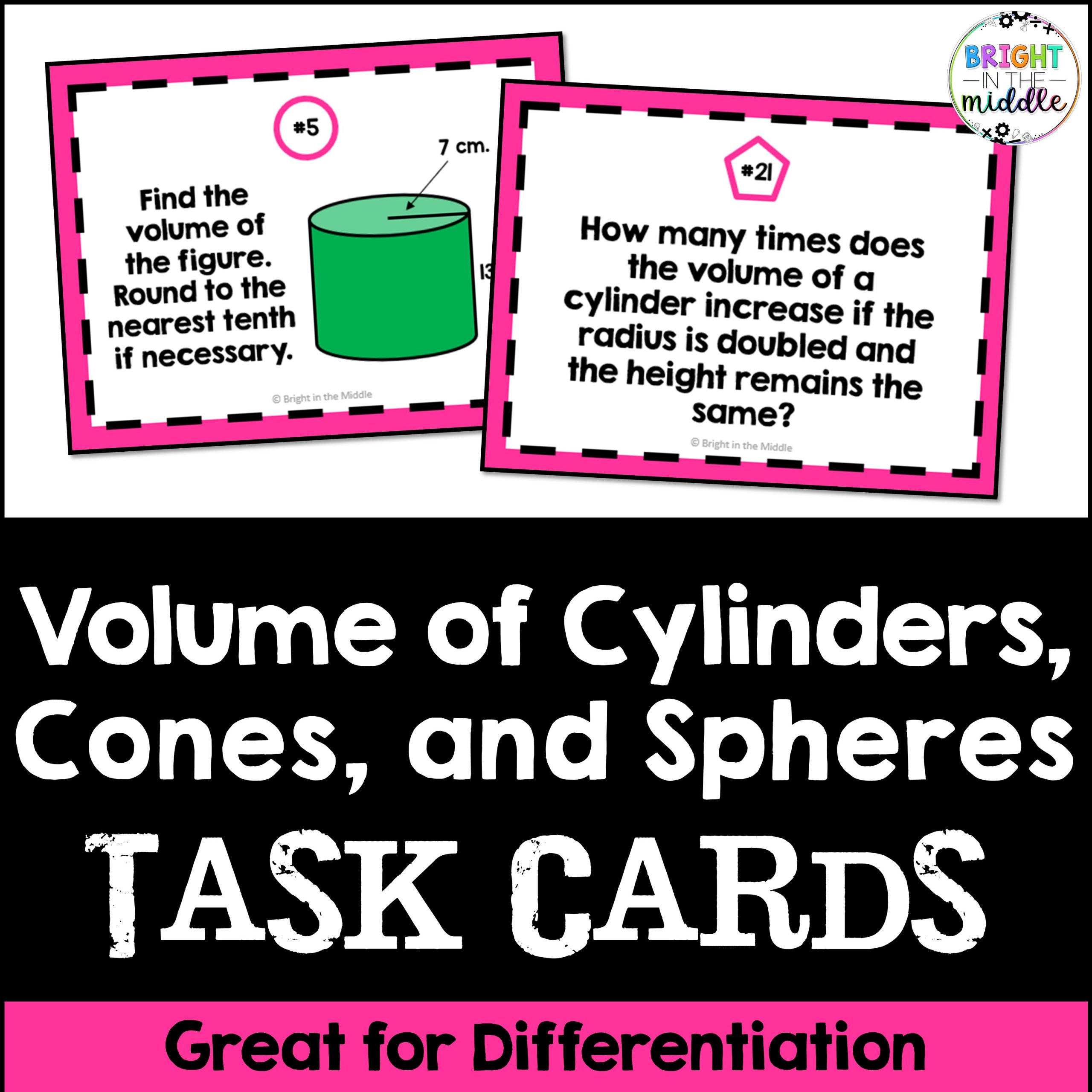 volume of cylinders cones and spheres task cards