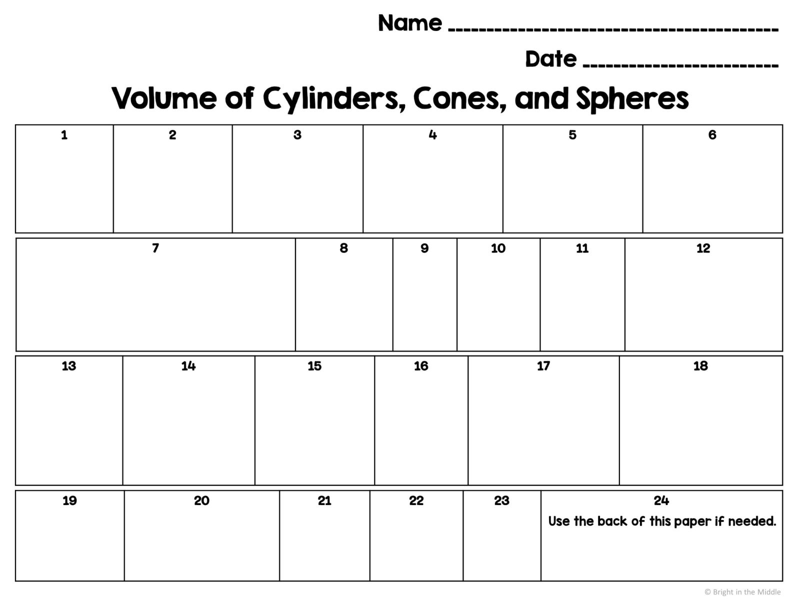 Volume of Cylinders, Cones, and Spheres Task Cards