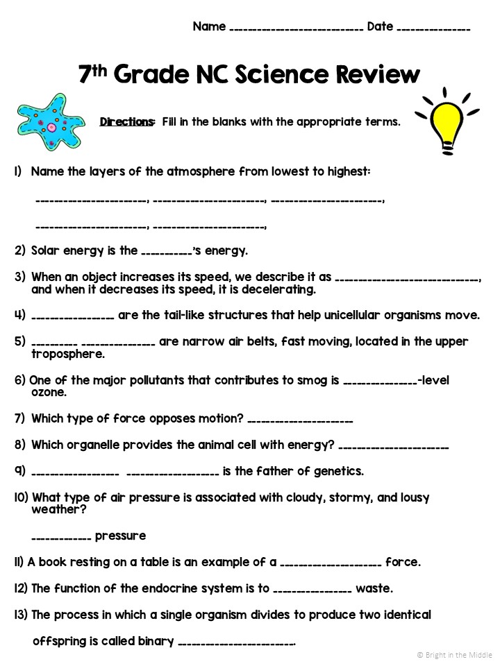 review for 7th grade science in nc