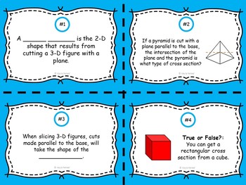 Cross Sections and 3-D Figures Task Cards: 7.G.3 - Image 2