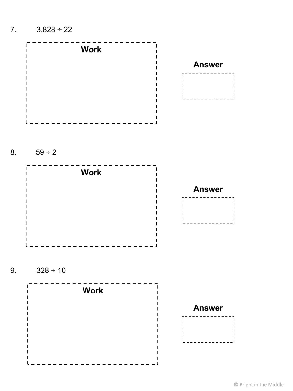 long division worksheets to print