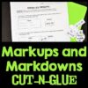 Markups and Markdowns Engaging Cut-and-Glue Worksheet: 7.RP.3 - Bright ...