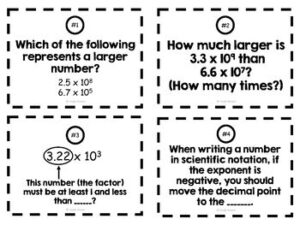 8th Grade Scientific Notation Task Cards - Bright in the Middle