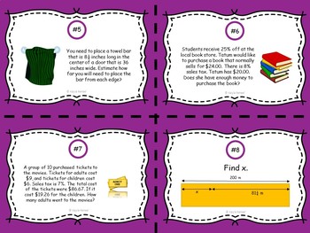 Solving Problems Using Expressions and Equations Task Cards: 7.EE.3 - Image 3
