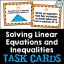Solving Linear Equations and Linear Inequalities Task Cards - Bright in ...