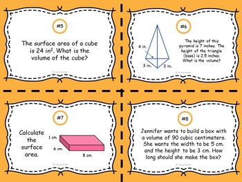 Surface Area and Volume Review Task Cards: 7.G.6 - Image 3