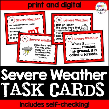 Weather Activity Middle School (Severe Weather Task Cards) - PRINT AND DIGITAL