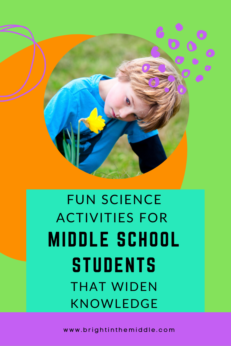fun science activities for middle school students - boy looking at yellow flower