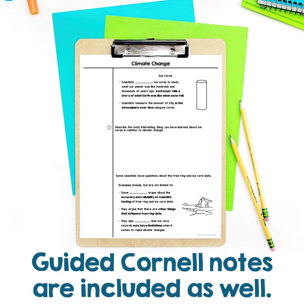 Guides Cornell Notes for climate change lesson