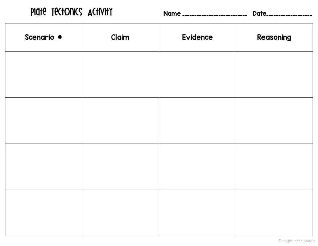 Plate Tectonics Mapping Activity