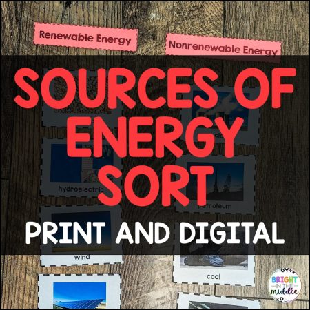 renewable and nonrenewable energy resources - activity sort