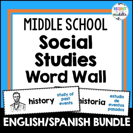 middle school social studies word wall - english and spanish